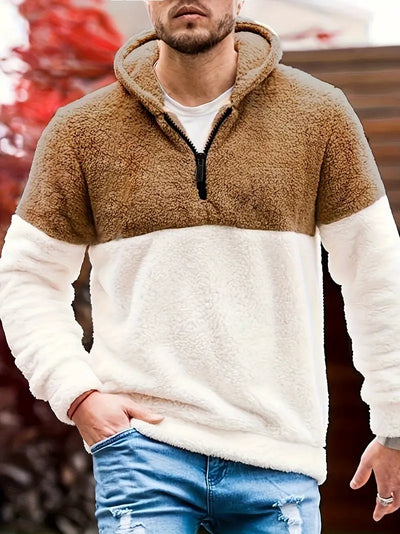 Lonnie - Fleece-Kapuzenpullover mit Farbblockdesign für Herren