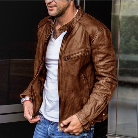 Stylische Herren-Lederjacke mit wetterfester Verarbeitung