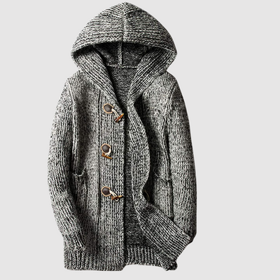 Simon - Lose Horn Button Up Mid Long Hooded Pullover