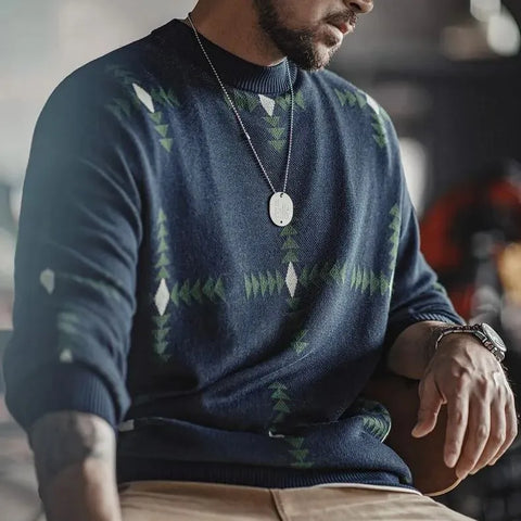 Oliver - Maden – Strickpullover mit Retro-Geometrie und Gittermuster