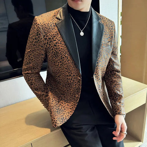 Tobias - Mode Leopard Print Blazer Jacke