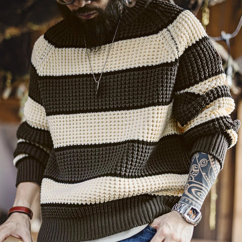 Simon - Maden Retro gestreifte Strickpullover