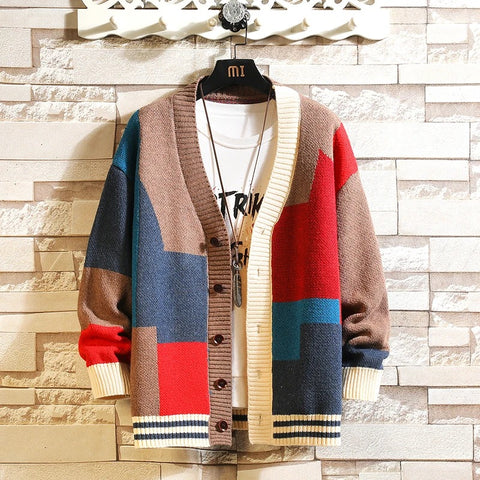 Steven - Übergroßer Patchwork-Strickcardigan